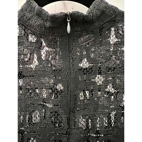 Beulah Style Black Lace Mock Neck top with Trumpet Sleeves - Size S - Picture 5 of 6